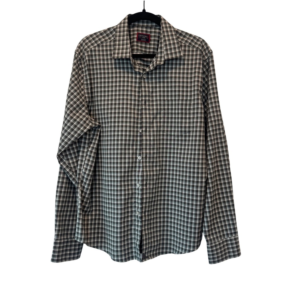 UNTUCKit Shirt Mens Large Stuhlmuller Grey Plaid Button Down Regular Fit Office